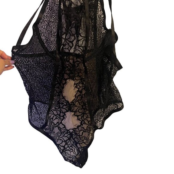 Oh La La Cherie Black Sheer Lace Bodysuit with Lace Overall Clasp closure Size 2 - Picture 7 of 12